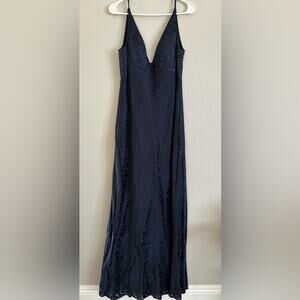 Jenny Yoo Gabriela Satin Burnout Dress Blue Bridesmaid Special Occasion 10 New